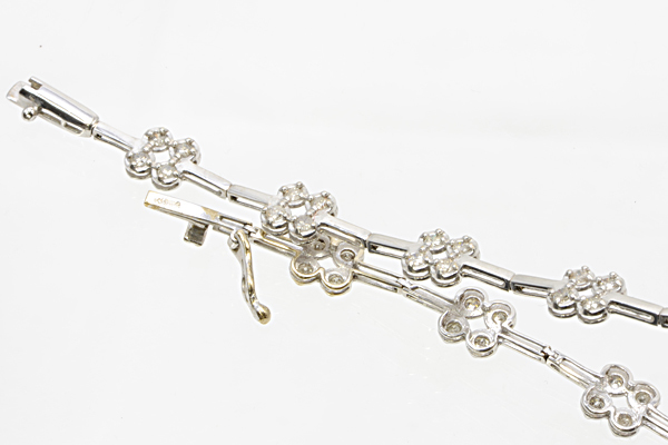 K18WG ダイヤモンド 1.00ct ブレスレット 6.5g 17.8cm 【c250】 18金