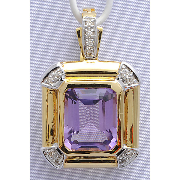 K18 amethyst diamond 0.12ct pendant top 7.6gkli car [c341] 18 gold yellow gold WG white gold used 