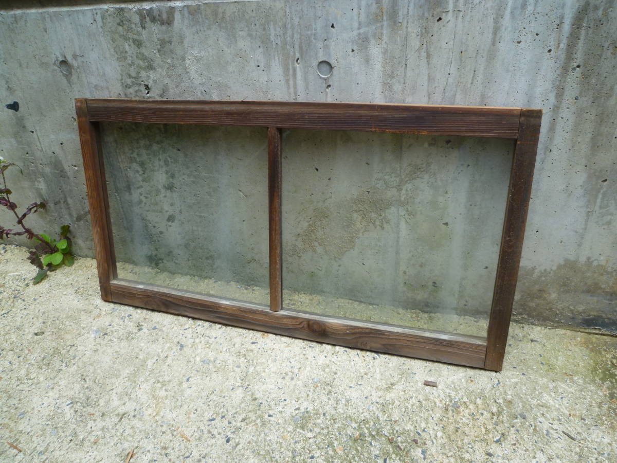 M7797 50~100 year front inside Kyoto old window frame . that time thing glass 2 sheets inside 3cm width 94.5cm height 49cm Yupack 160 size (0305)
