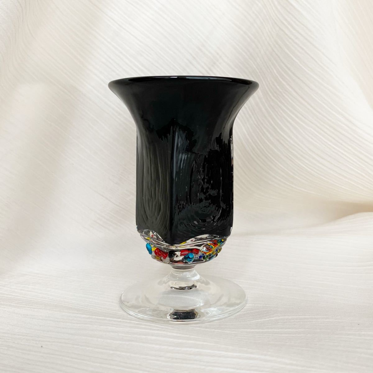 琉球ガラス シックなグラス コップ 花瓶 未使用 フラワースタンド 一点物