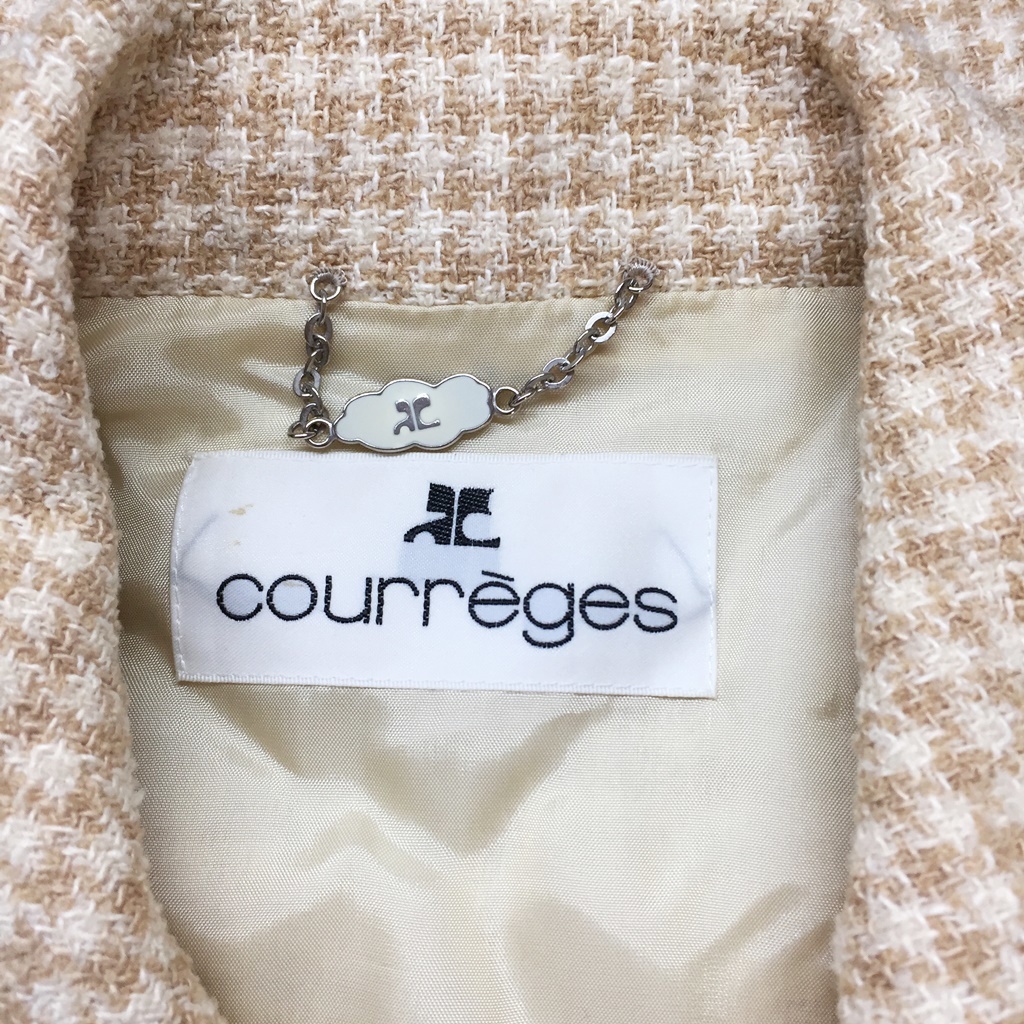 【人気】クレージュ/Courreges シルク混 スーツセットアップ ジャケット 膝丈タイトスカート チェック ベージュ サイズ11AR67/S1657_画像8