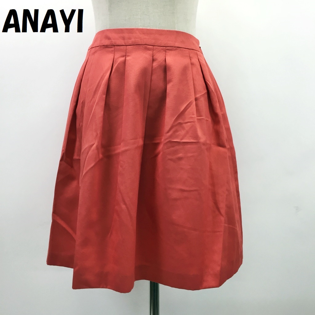 【人気】ANAYI/アナイ 膝丈スカート Aライン 裏地あり サーモンピンク サイズ38/S1690_画像1