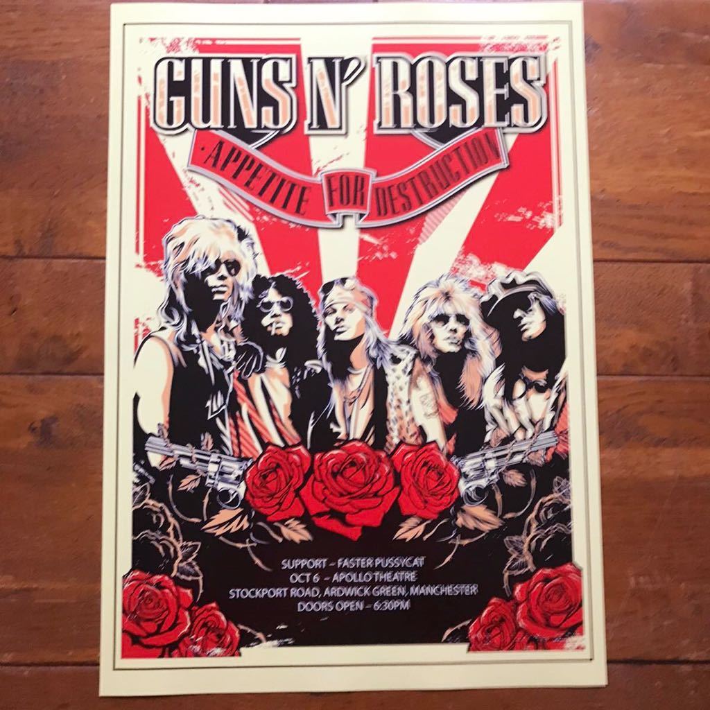 ポスター★ガンズ・アンド・ローゼズ 1987 UKツアーポスター レプリカ★Guns N' Roses/GN'R/アペタイト・フォー・ディストラクション_画像7