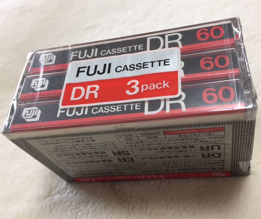 FUJI CASSETTE DR60 3pack カセットテープ 3本 未開封 富士写真フィルム 当時物 昭和 未使用 デッドストックの画像3