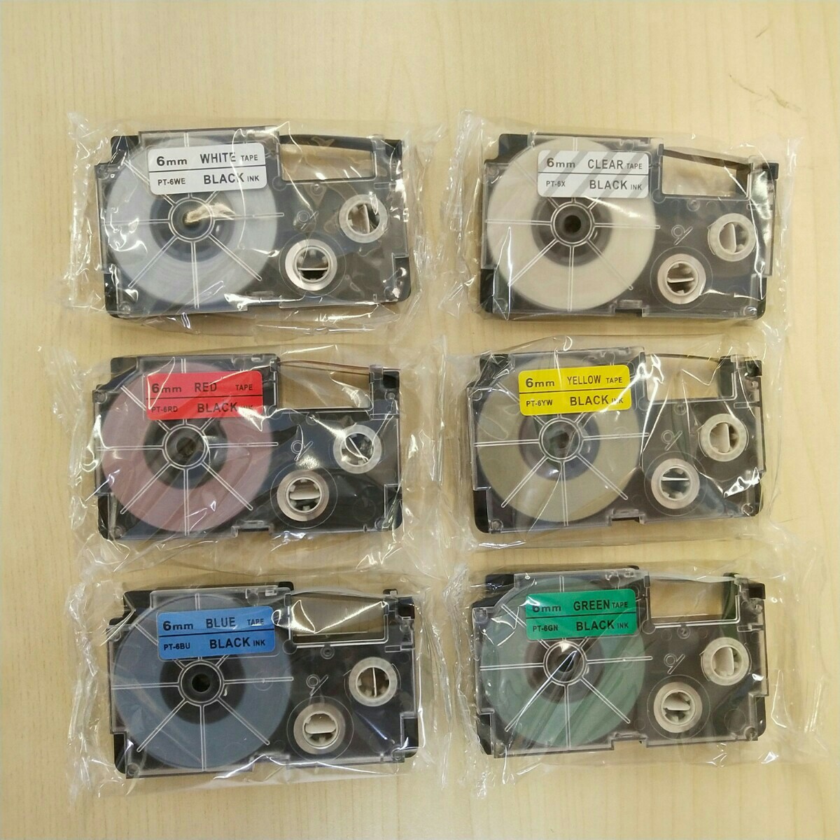 カシオ 6mm幅X8m巻 ・7色選択可 ネームランド 互換テープ 3個