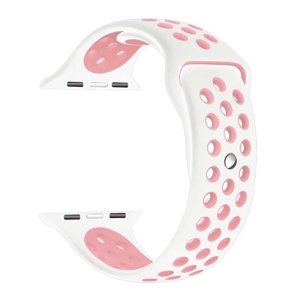 38MM/40MM, ホワイト/ピンク Apple Watch用バンド シリコン製 多空気穴通気性 スポーツ Apple Watch Series 6/5/4/3/2/1に対応　送料無料_画像5