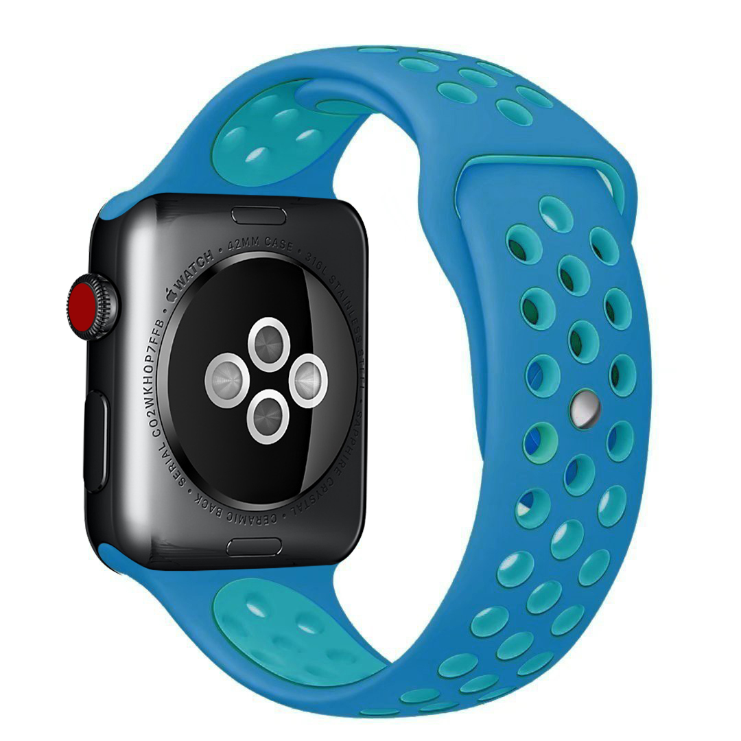 38MM/40MM, 青 Apple Watch用バンド シリコン製 多空気穴通気性 スポーツ バンドApple Watch Series 6/5/4/3/2/1に対応　送料無料