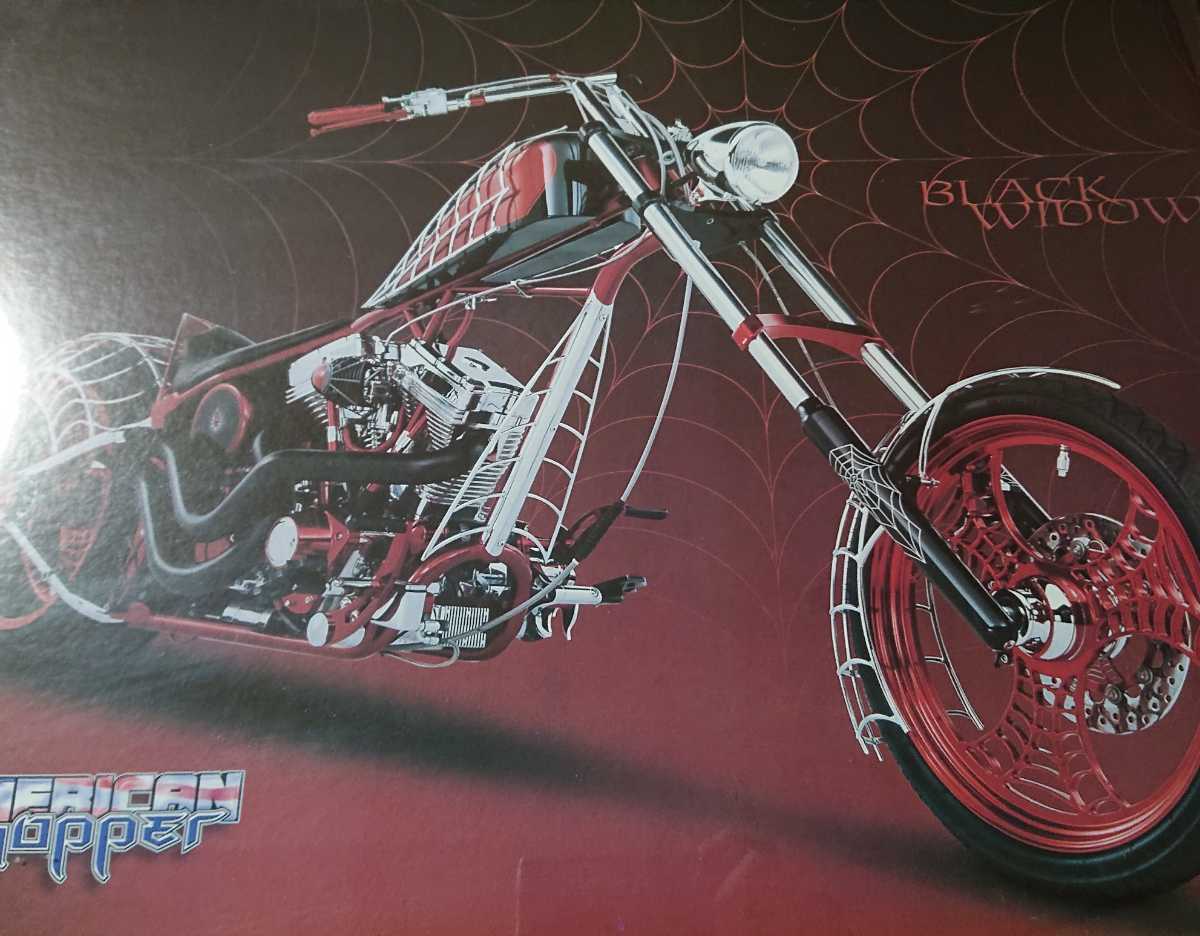 AMERICAN CHOPPER BLACK WIBOW アメリカンチョッパー 額入りアートポスター 壁掛け レトロ フレーム付き 縦幅約41cm×横幅約51cm 同梱歓迎_画像3