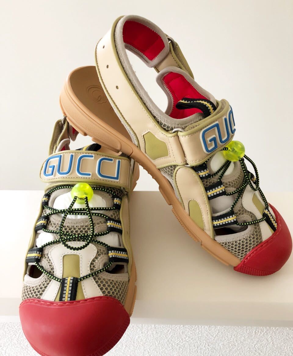 GUCCI ラバー サンダル 8 27cm レザー メッシュ 新品 グッチ www.iagu.org