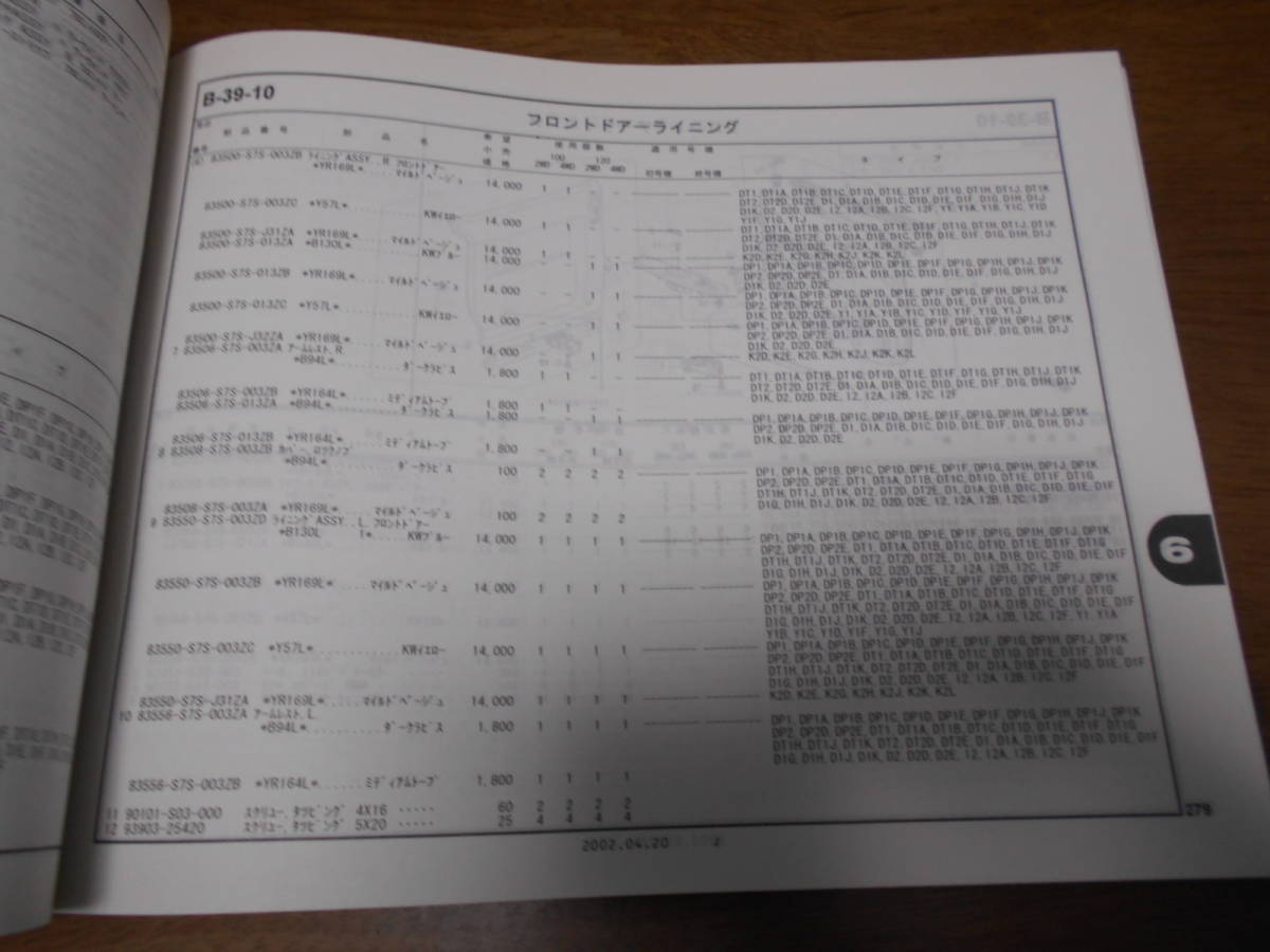 C2885 / ステップワゴン STEPWGN RF3 RF4 パーツカタログ3版 平成14年4月_画像7