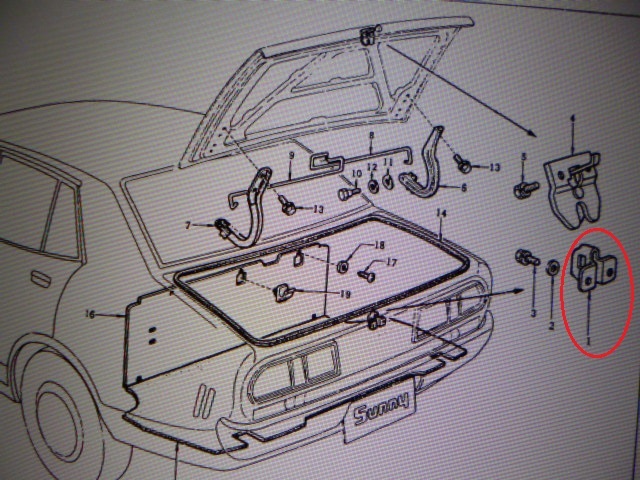 Ｓ7‐1　当時物　日産純正　未使用品　 B210　サニー ストライカートランクリッドロック STRIKER TRUNK LID LOCK_画像7