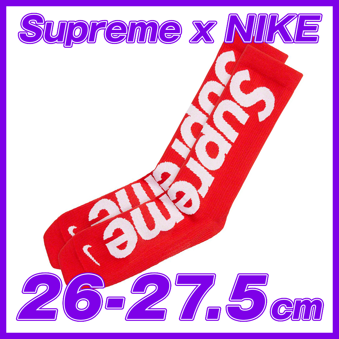 新作モデル  Lightweight 1466　Supreme/Nike Crew 26～27.5㎝　Red　シュプリーム　ナイキ　ライトウエイトクルーソックス　26～27.5ｃｍ　赤 Socks その他