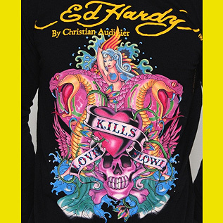 Ed Hardy エドハーディー メンズ　ベーシック　ラブキル　スローリー　ロングスリーブTシャツ　ホワイト　Ｌサイズ　 ed-89_画像6