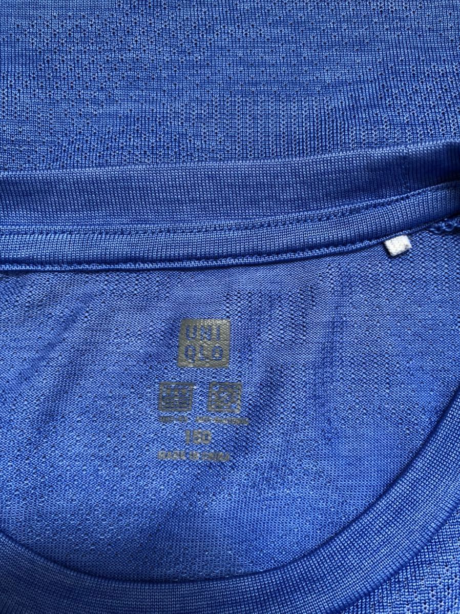 ユニクロ キッズ ドライEX クルーネックT 150cm ブルー 半袖Tシャツ カモフラ メッシュ_画像5