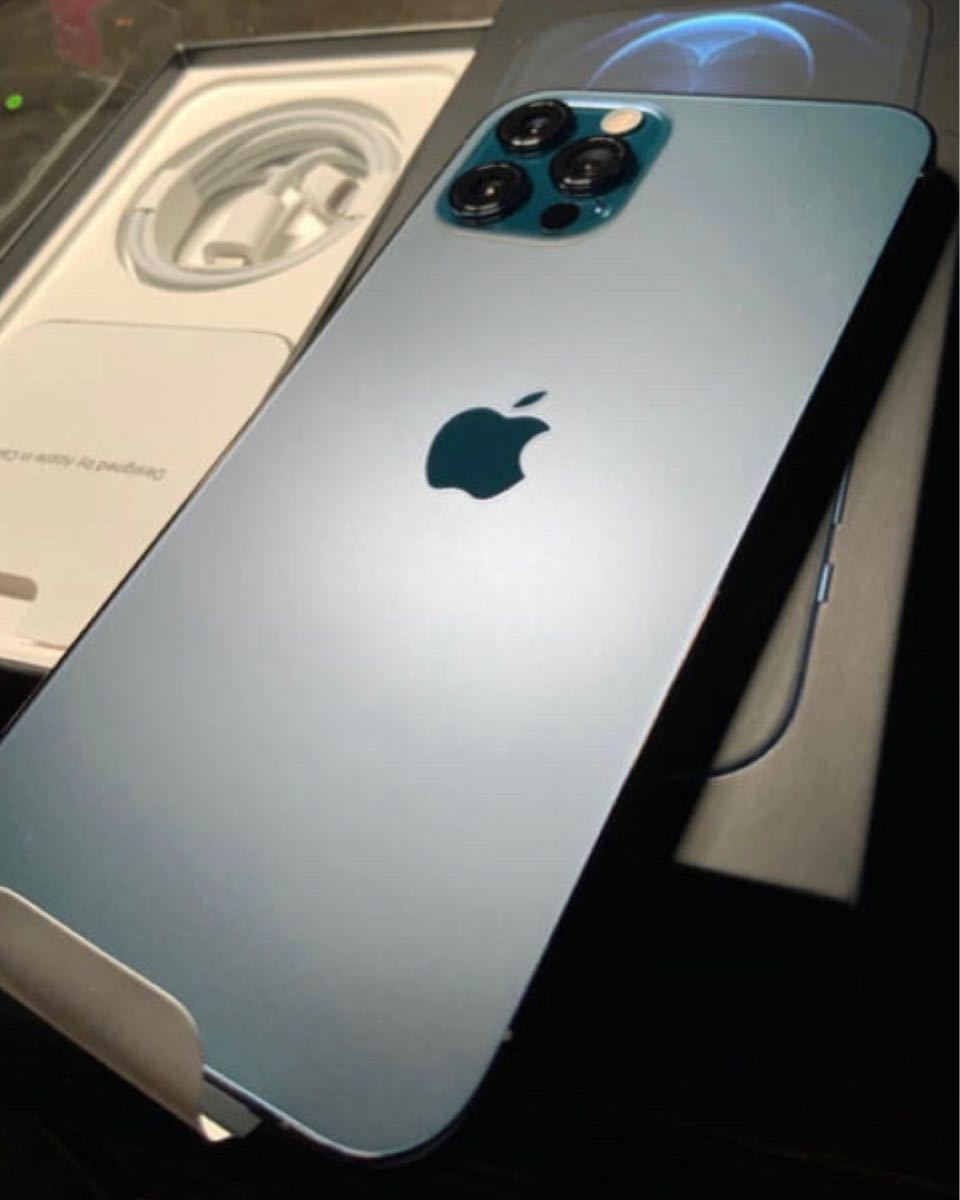 iPhone 12 Pro 128GB SIMフリーパシフィックブルー未使用新品　アップルストア銀座店購入　21年5月の個体