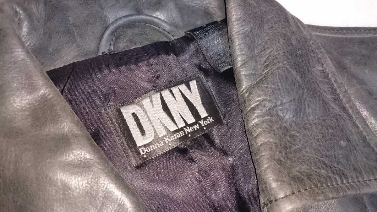 6８０００円即決！！ ＤＫＮＹ ダナキャランニューヨーク 高級レザーコート レザージャケット ギャングコート_画像5