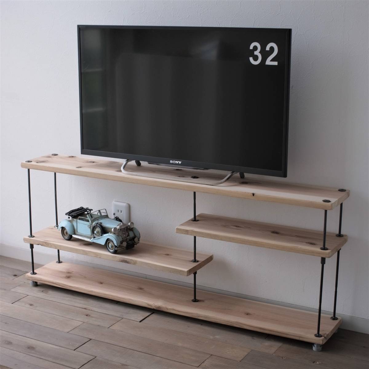 wood iron shelf 450*1000*225 TV台 テレビ台 アイアン シェルフ ローボード 木 鉄 アンティーク テレビボード インダストリアル 棚_画像4