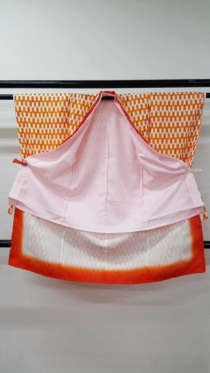 [.929]3 -years old The Seven-Five-Three Festival kimono & hakama & underskirt & obi 4 point set celebration put on kimono hakama orange ...210525