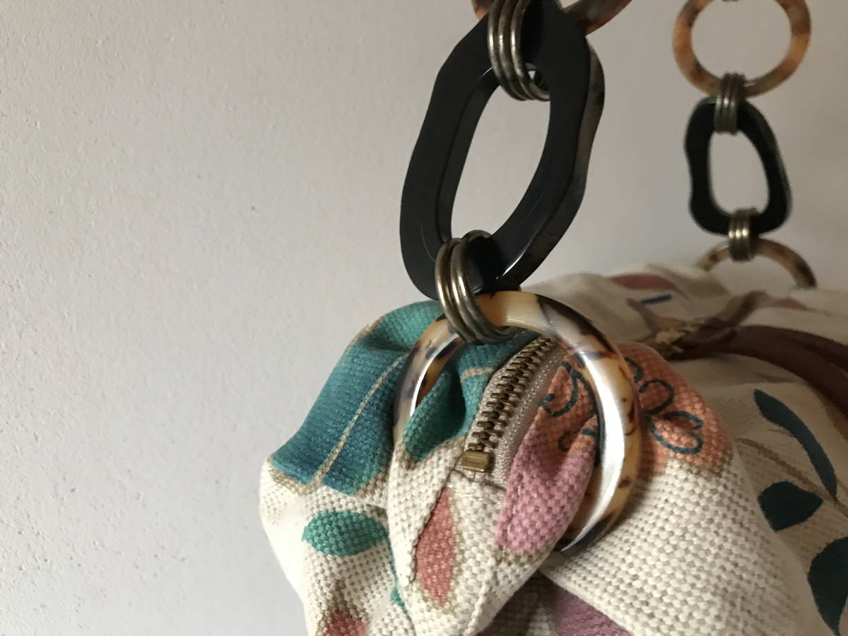 極美品◎REGALO TOKYOレガロ リーフ柄 リングハンドルキャンバス 極美品◎REGALO TOKYOレガロ リーフ柄 リングハンドルキャンバス