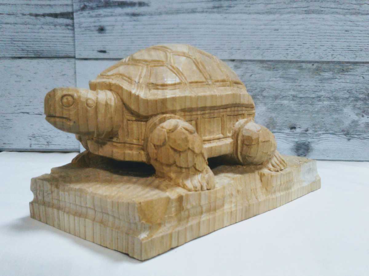 亀（カメ）の彫刻、縁起物、大サイズ、新品、木彫、置物 | 樹脂製 木製 