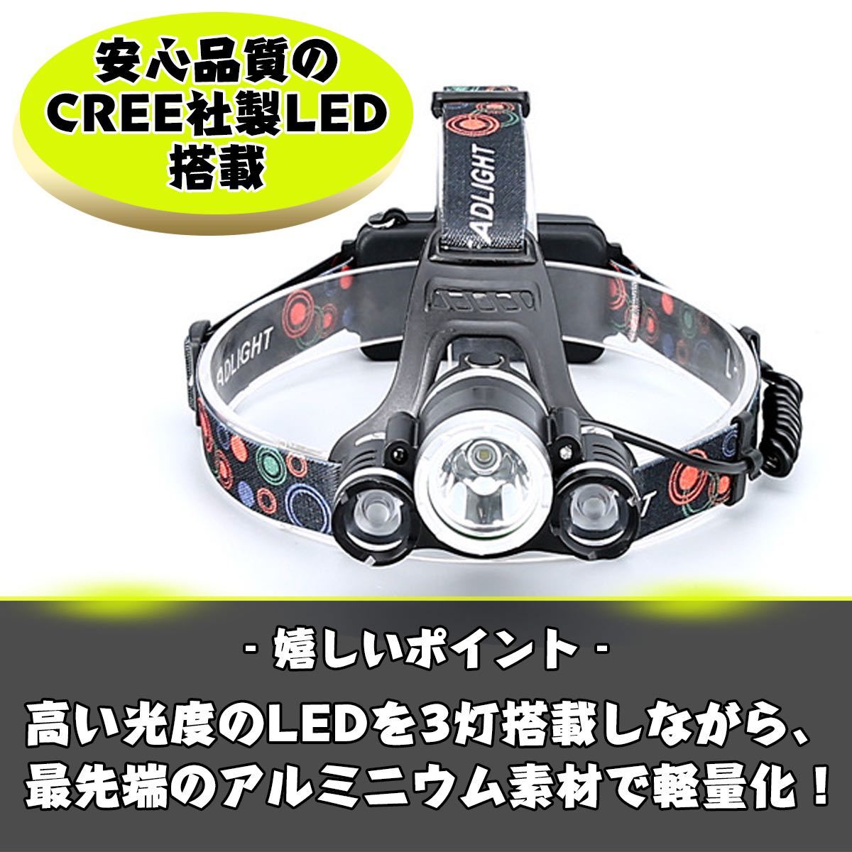 LEDヘッドライト ヘッドランプ 充電式 高輝度 LEDライト キャンプ