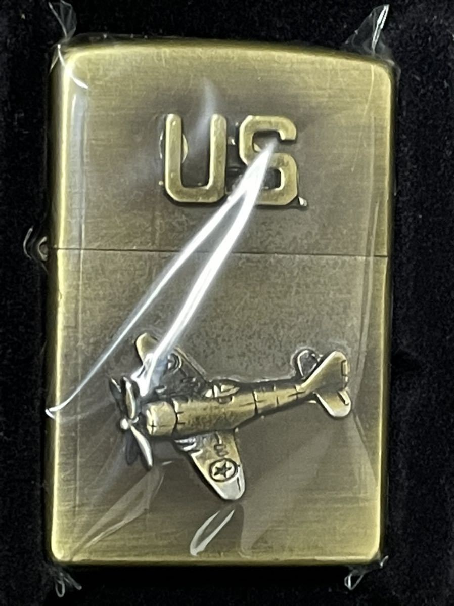 zippoプロペラ機 ゴールドメタル ゴールド 立体メタル 2004年製 U.S. アーミー 飛行機 GOLD solid brass ソリッドブラス ケース 保証書