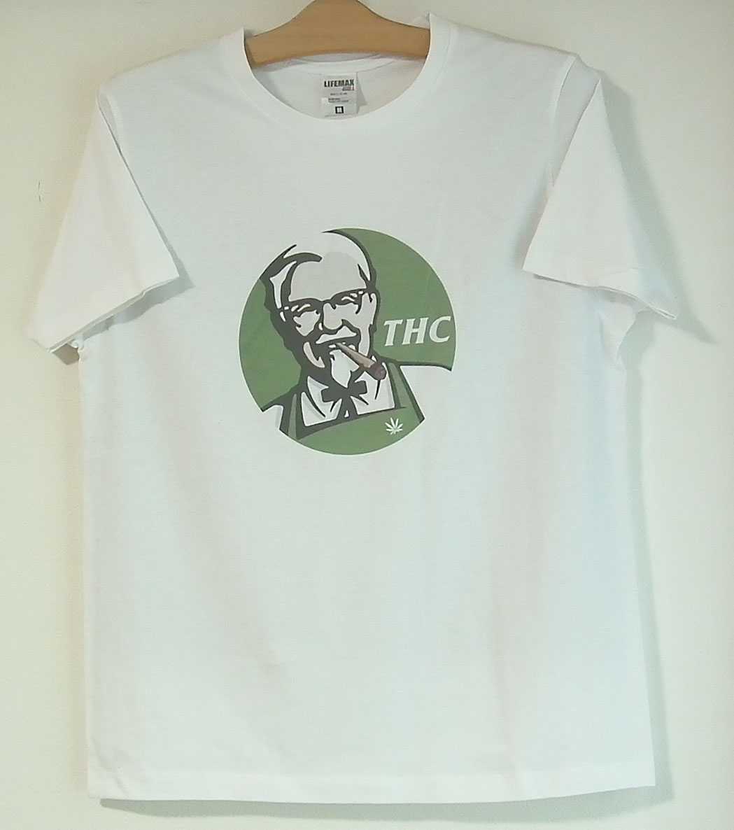 新品 パロディーTシャツ 白緑XL半袖 KFC ケンタッキー THC 新品 パロディーTシャツ 白緑XL半袖 KFC ケンタッキー THC
