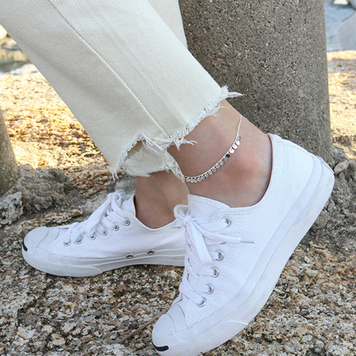 [ новый товар ]DAN-3 ножной браслет серебряный 925 Silver925 anklet ювелирные изделия ootd codeko-te пара накладывающийся установка SILVER GOLD серебряный аксессуары 5/25