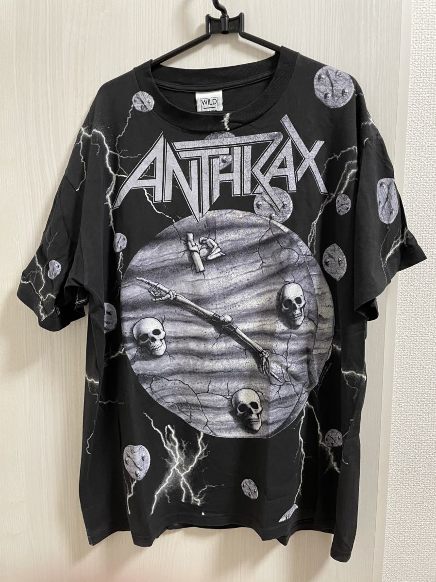 古着 90s anthrax 総柄 バンドtシャツ ヴィンテージ-