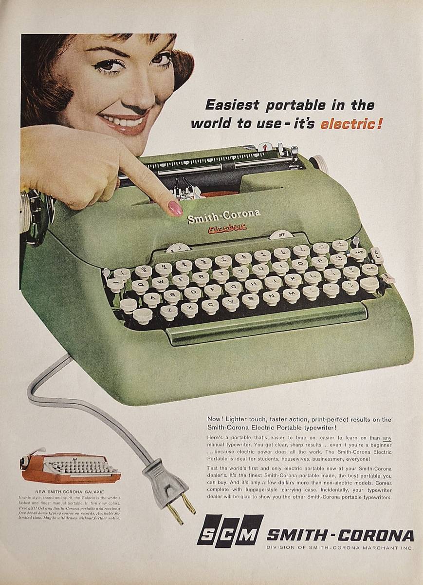  rare!1960 year Smith * Corona advertisement /Smith-Corona/ typewriter /T