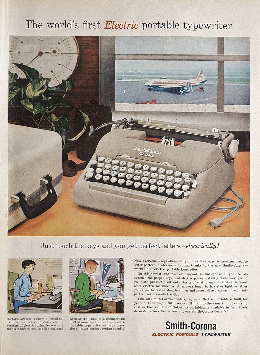 稀少！1957年スミス・コロナ広告/Smith-Corona/タイプライター/飛行場/T_画像1