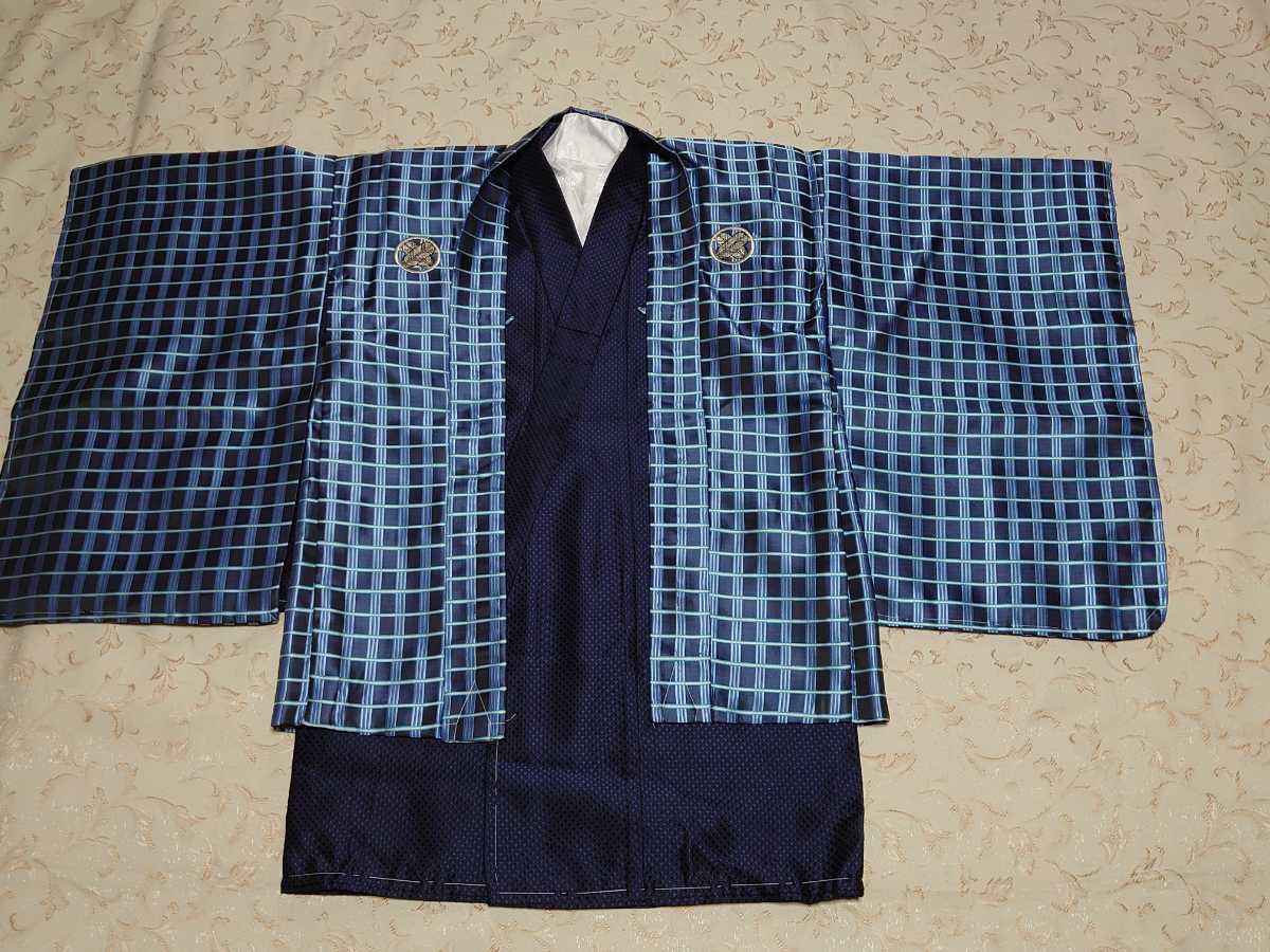 大人気 (新品) 七五三 男児 ポリ 四つ身着物 アンサンブル 和服