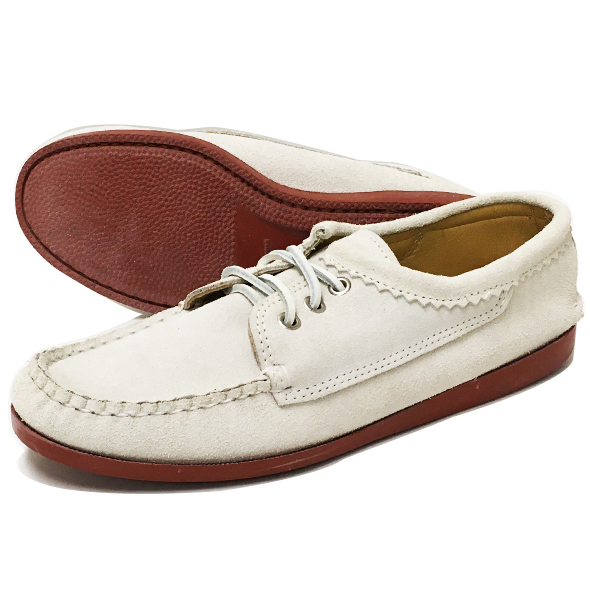 格安クオディQUODDY TRAIL MOCCASIN ホワイトスエードBLUCHERレンガ