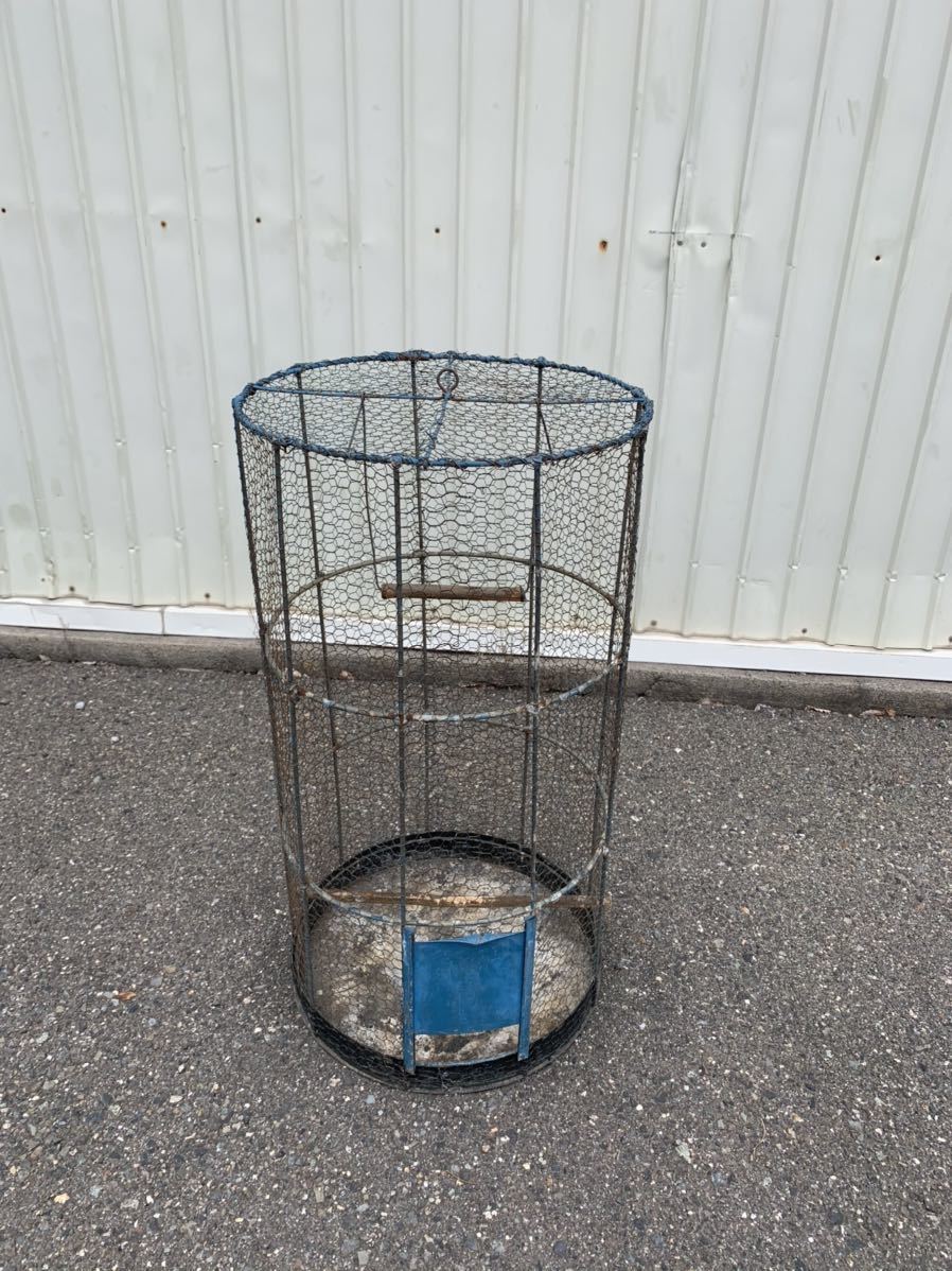 旧家蔵出し品 古いアイアン製鳥籠かごカゴ バードゲージインテリアディスプレイ古道具アンティークビンテージインダストリアル工業系飾り雑貨