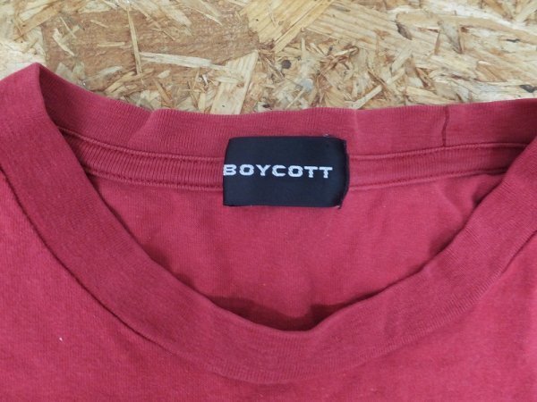 〈送料280円〉BOYCOTT ボイコット メンズ 日本製 英字プリント 長袖Tシャツ ロンT 2 赤_画像2