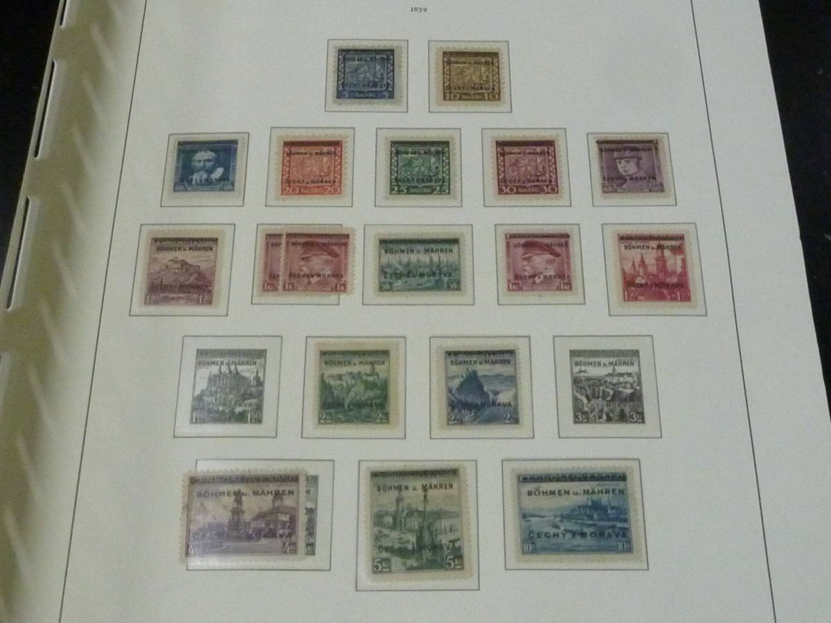 21MI S №22　BOHEMIA(チェコ)切手 1939-44年　99%完揃　ライトハウス ヒンジレスリーフに整理　計14リーフ　未使用NG_画像2