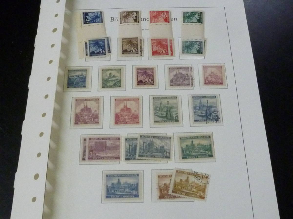 21MI S №22　BOHEMIA(チェコ)切手 1939-44年　99%完揃　ライトハウス ヒンジレスリーフに整理　計14リーフ　未使用NG_画像3