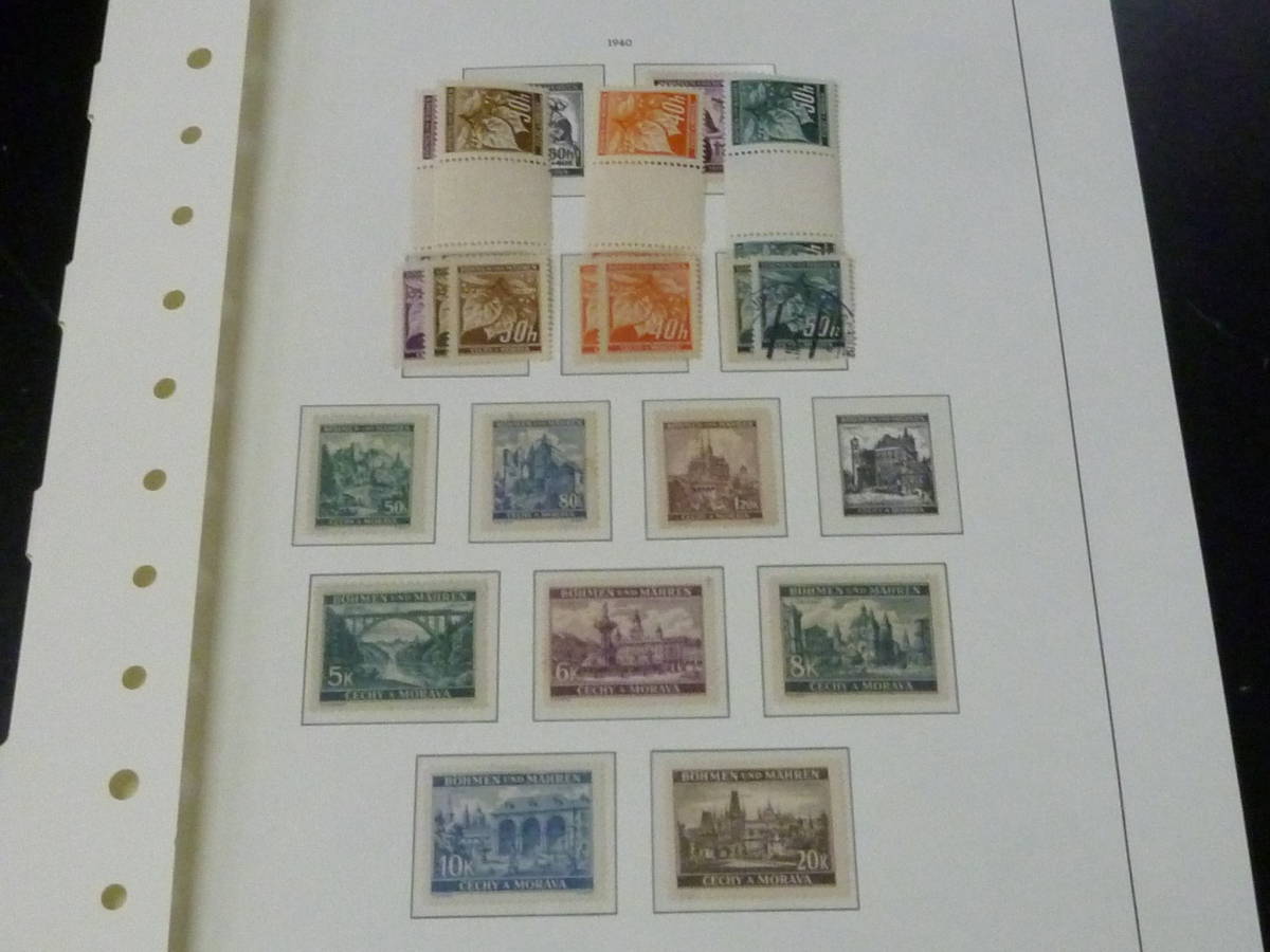 21MI S №22　BOHEMIA(チェコ)切手 1939-44年　99%完揃　ライトハウス ヒンジレスリーフに整理　計14リーフ　未使用NG_画像4