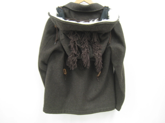 BRAITONE brighton wool pea coat muffler attaching hood Brown L size 