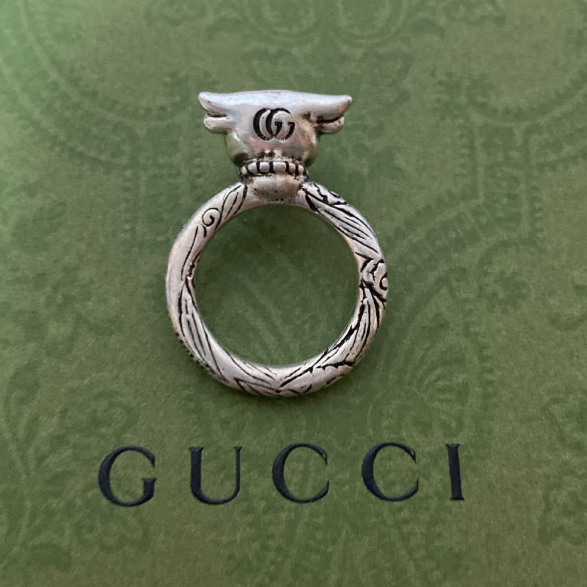 希少☆ GUCCI アンガーフォレスト ブルヘッド 牛 リング 正規品