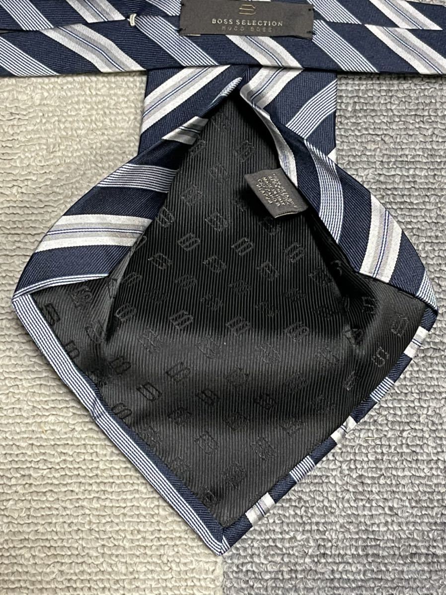  beautiful goods "HUGO BOSS SELECTION" Hugo Boss selection stripe quattro piege brand necktie 105175