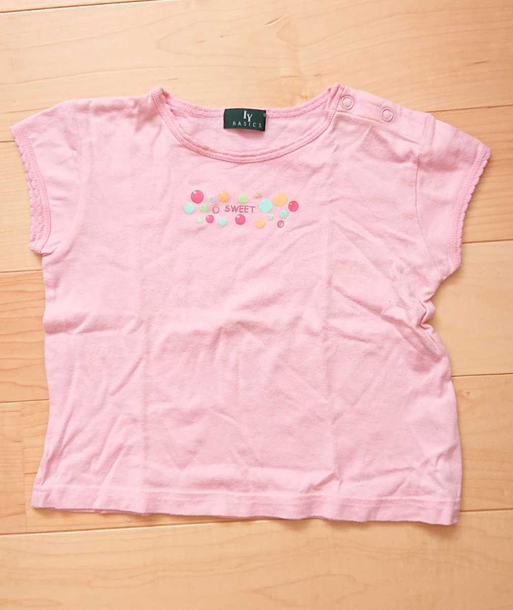 IY 半袖Tシャツ ピンク カラフル シャボン玉 90_画像1