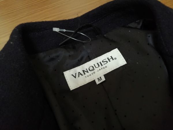 kkaa958 ■ VANQUISH ■ ヴァンキッシュ チェスターコート ジャケット ウール混 ダークネイビー 濃紺 M_画像8