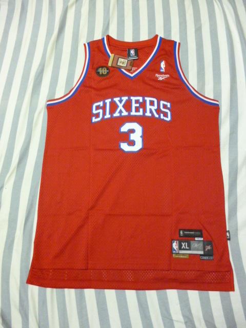 Супер редко! NBA ★ 76ers Iverson 10th Anniversary HWC Swing Manjarge Lee Bock XL New