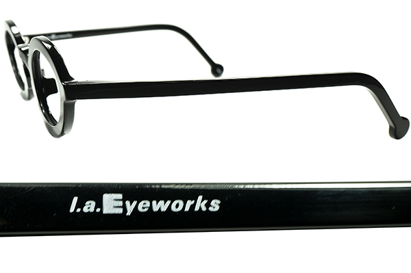 S級シルエット真骨頂デザイン1990s デッド ITALY製 アイワークス l.a.Eyeworks キーホールBRIDGE 変形FOX OVAL ラウンド BLACK 眼鏡 a8316_画像3