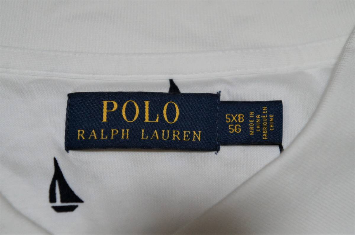 SALE！大きいサイズ【新品】サイズ:5XB POLO RALPH LAUREN ポロ ラルフローレン ヨット柄 ポロシャツ ホワイト/ネイビー_画像7