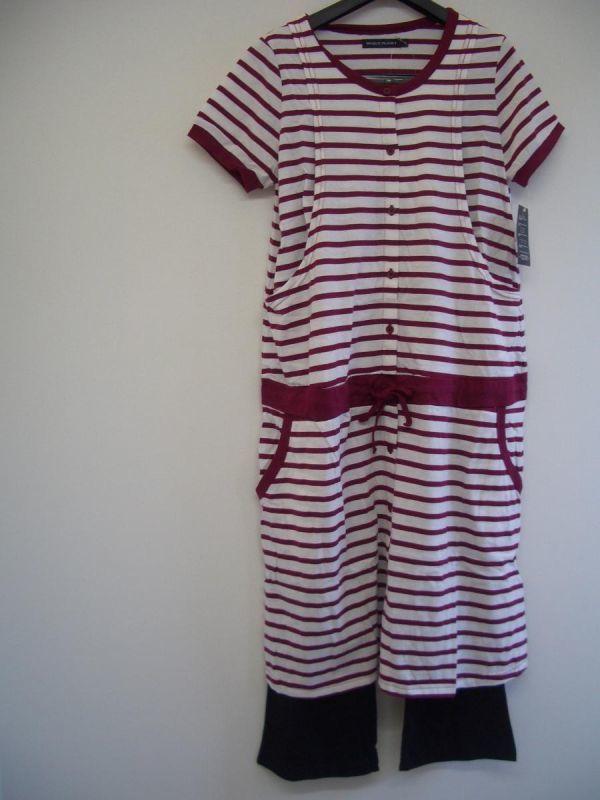  maternity pyjamas S bordeaux border [IY-2604]