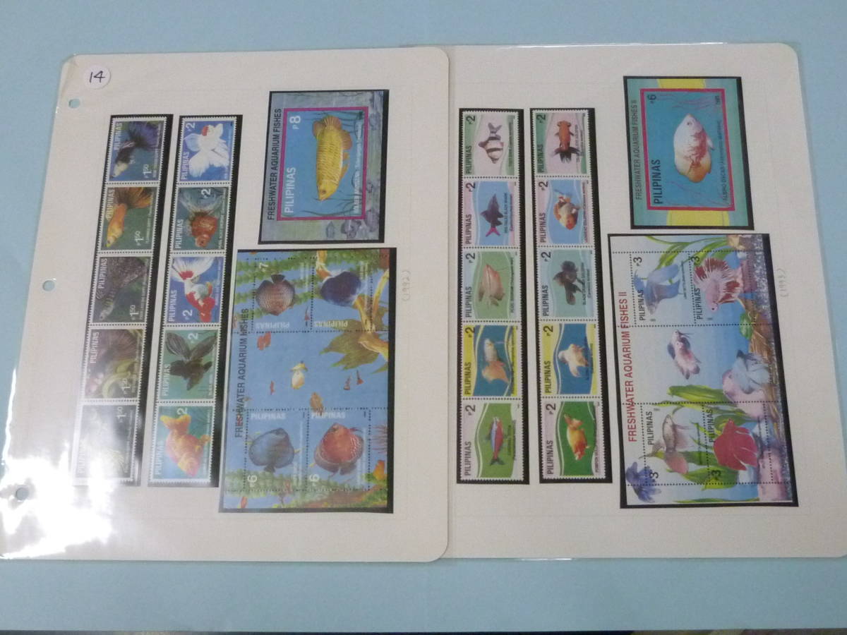 21MI　P　№14　魚貝類切手　1992-93年　フィリピン　計20種+小型シート2種+他　2リーフ　未使用NH・VF_画像1