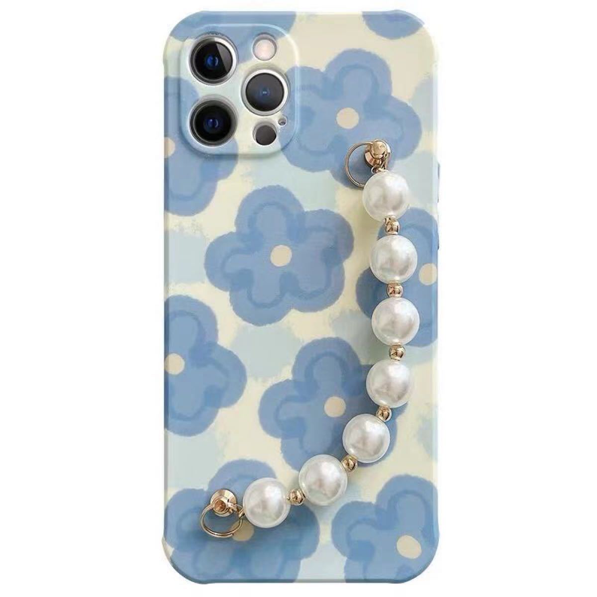 Paypayフリマ ブルー 夏日限定 パール 韓国 花柄 スマホケース Iphone12ケース Paypayフリマ ブルー 夏日限定 パール 韓国 花柄 スマホケース Iphone12ケース