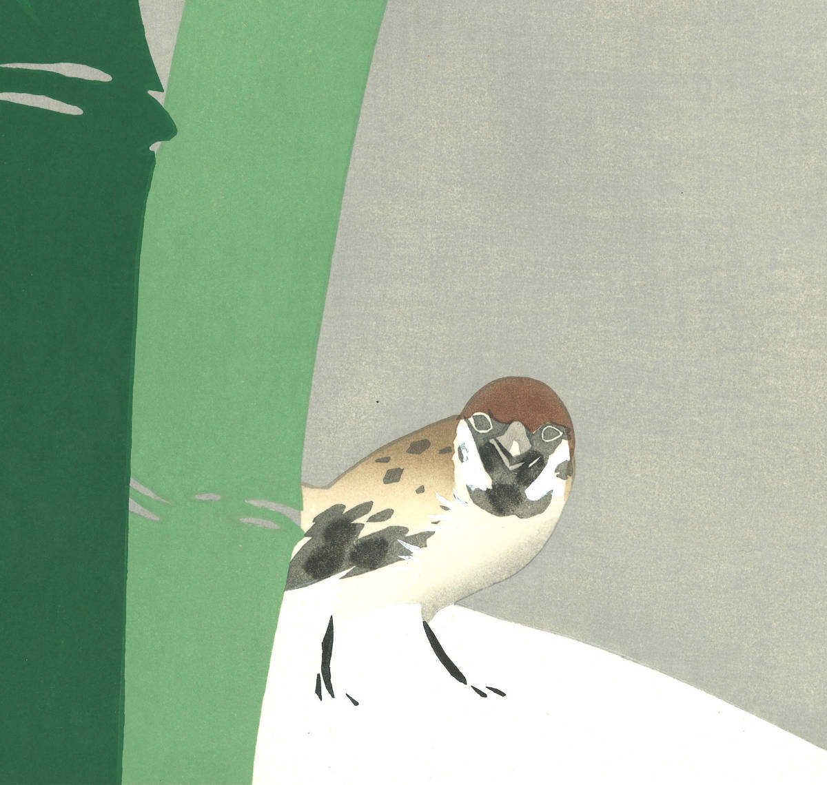 神坂雪佳 (Kamisaka Sekka) 木版画 　No.2 雪中竹 Sparrow in snow 　初版　明治期 　京都の一流の摺師の技をご堪能くださいませ!!_画像7